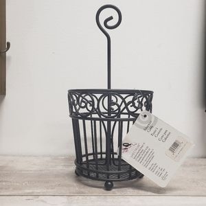 Scroll Utensil Silverware Caddy Organizer METAL BLACK Farmhouse